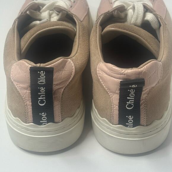 CHLOE PLATFORM Delicate PINK Leather TAN SUEDE LADIES SNEAKER 40 VGUC - Picture 11 of 15